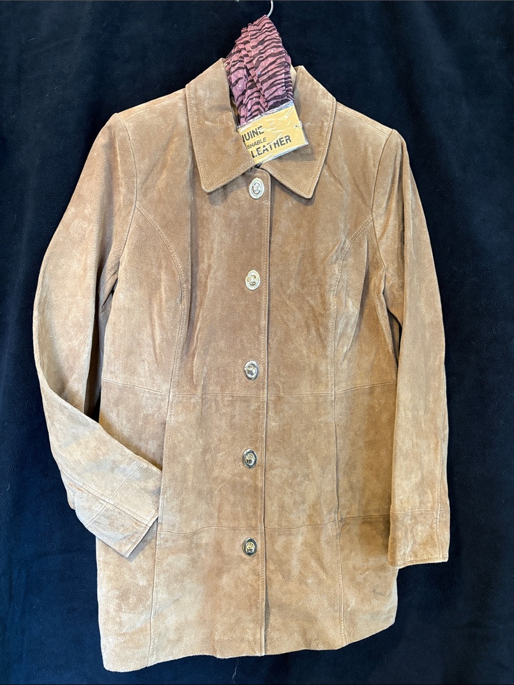 NWT Vintage Dennis Basso Tan Suede Coat Jacket Leopard Lining